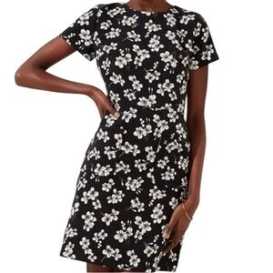 LOFT Dresses | Magnolia Black Floral Patch Pocket Dress